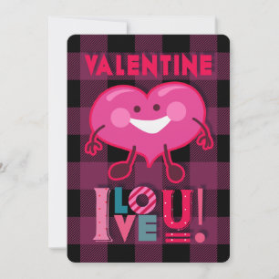 Valentijn, ik hou van je! Kute hartteken, geplakt Feestdagenkaart