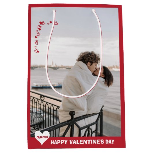 Valentijn Ik hou van je Typografie Red M Medium Cadeauzakje (Voorkant)