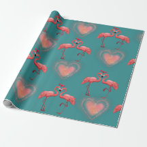 Valentijn inpakpapier - Flamingo- Retro