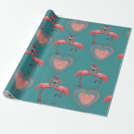 Valentijn inpakpapier - Flamingo- Retro