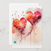 Valentijn Kaart met twee rode harten (Voorkant / Achterkant)