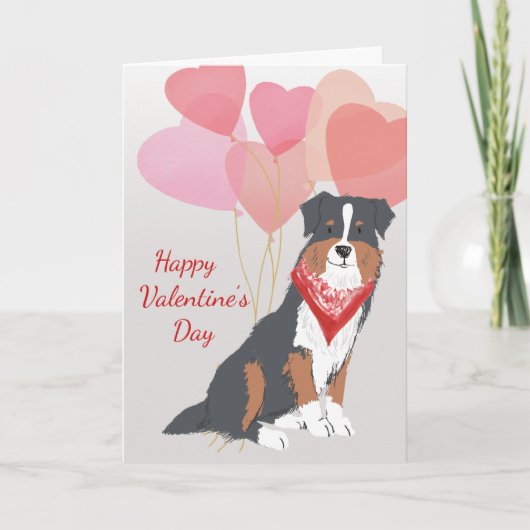 Valentijn Kaart van Australian Shepherd Dog Hearts (Voorkant)
