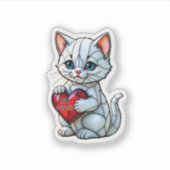 Valentijn Kat Sticker (Voorkant)