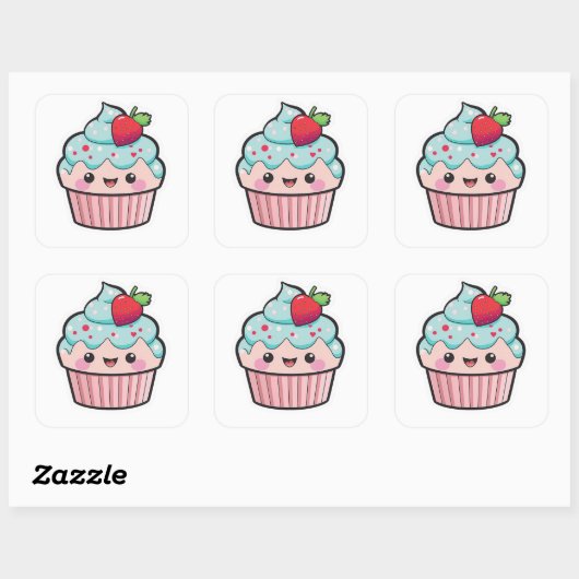Valentijn Kawaii Cupcake Sticker (Vel)