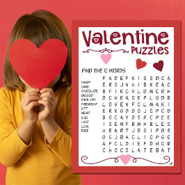 Valentijn Kinder Puzzels Activiteit Kaart