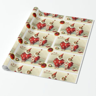 VALENTIJN KINDERCLOWNEN MET RODE RUBY GEMSTONES CADEAUPAPIER