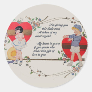 Valentijn Kinderen Schattige Kleurrijke Art Deco Ronde Sticker