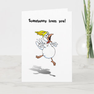 Valentijn kip met konijn Pet! Feestdagen Kaart