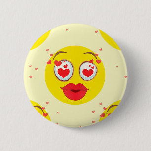 Valentijn kiss Emoji Ronde Button 5,7 Cm