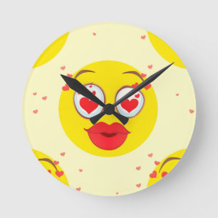 Valentijn kiss Emoji Ronde Klok