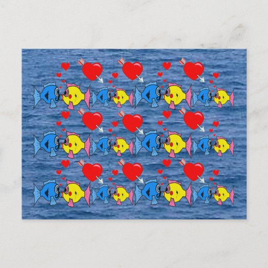 Valentijn Kissing Vis in Love Pattern Briefkaart (Voorkant)
