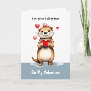 Valentijn liefde leuk otter dier liefde hart feestdagen kaart