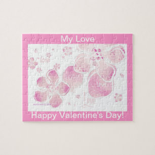 Valentijn liefde roze bloesems puzzel (personalise