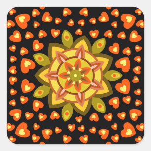 VALENTIJN LIEFDE, VERJAARDAGSFEEST CADO MET HARTEN VIERKANTE STICKER