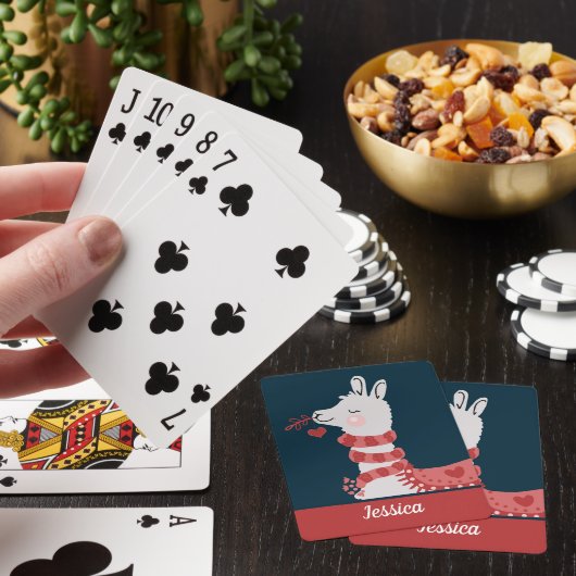 Valentijn Llama Aangepaste naam Pokerkaarten (Insitu)