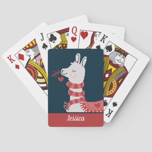 Valentijn Llama Aangepaste naam Pokerkaarten (Achterkant)