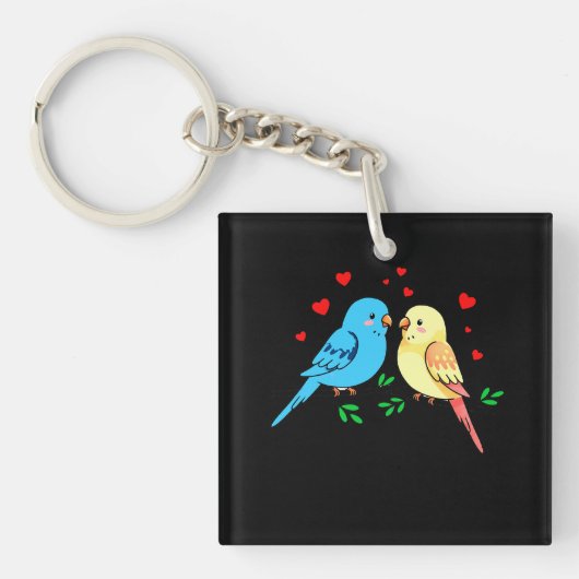 valentijn Love Birds T shirt Design Sleutelhanger (voorkant)