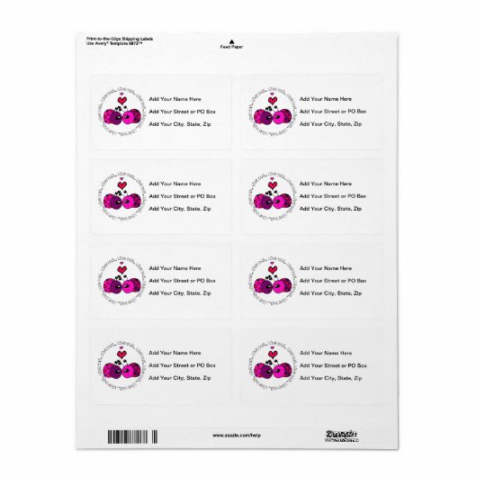 Valentijn Love Bug Etiket (Full Sheet)