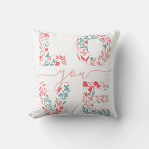 Valentijn Love Elegant Floral Roos Schattigee Typo Kussen