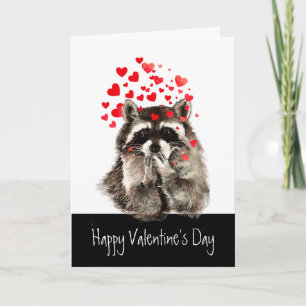 Valentijn Love Fun Raccoon Kisses Stole my Heart Feestdagen Kaart