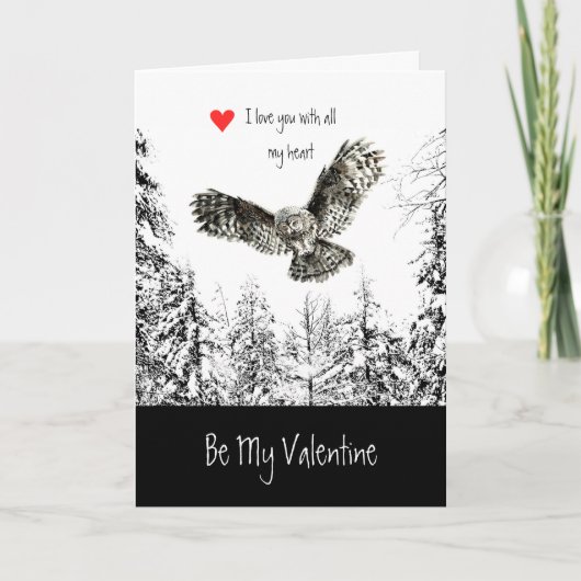 Valentijn Love Heart Owl Bird Animal Natuur Art Feestdagen Kaart (Voorkant)