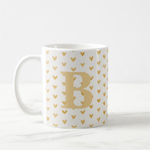 Valentijn Love Hearts Gold Monogram Koffiemok