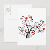 Valentijn love tree met rode harten briefkaart (Voorkant / Achterkant)