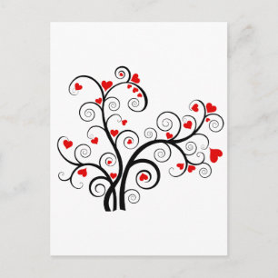 Valentijn love tree met rode harten briefkaart