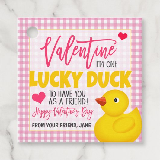 Valentijn Lucky Duck Cadeau Label (Voorkant)