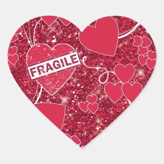 Valentijn maakt het Fragile Glitter ID300 van het  Hart Sticker (Voorkant)