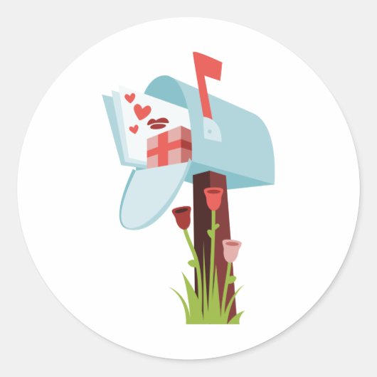Valentijn Mailbox Ronde Sticker (Voorkant)
