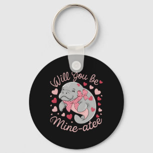Valentijn Manatee Schattig Dier Hartjes Wil Je Mij Sleutelhanger