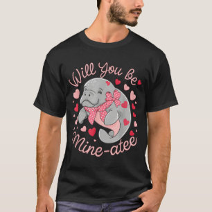 Valentijn Manatee Schattig Dier Hartjes Zal Jij De T-shirt