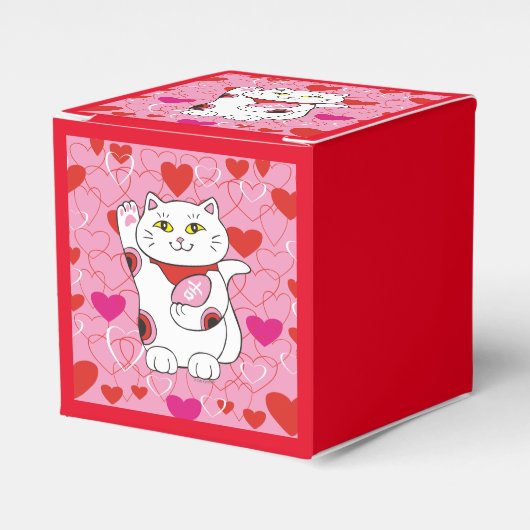 Valentijn Maneki Neko Lucky Cat Bedankdoosjes (Voorkant Zijde)