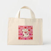 Valentijn Maneki Neko Lucky Cat Mini Tote Bag (Voorkant)
