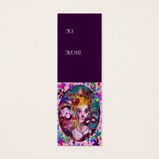 VALENTIJN MASKERADE EN CONFETTI, paars Mini Visitekaartjes (Voorkant)