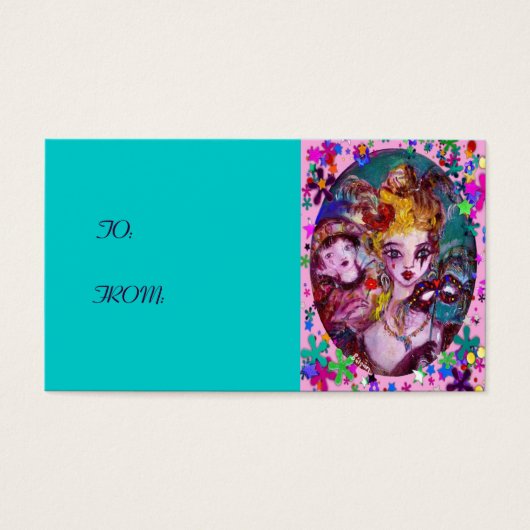 VALENTIJN MASQUERADE MASKS,CONFETTI,roze paars Visitekaartjes (Voorkant)