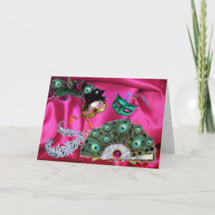 VALENTIJN MASQUERADE PARTY MASKS, PEACOCK FAN FEESTDAGEN KAART