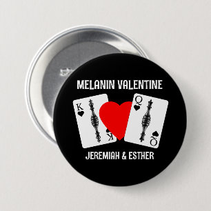 Valentijn MELANIN KONINGIN KING SPEELKAARTEN Koppe Ronde Button 7,6 Cm