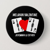 Valentijn MELANIN KONINGIN KING SPEELKAARTEN Koppe Ronde Button 7,6 Cm (Voorkant)