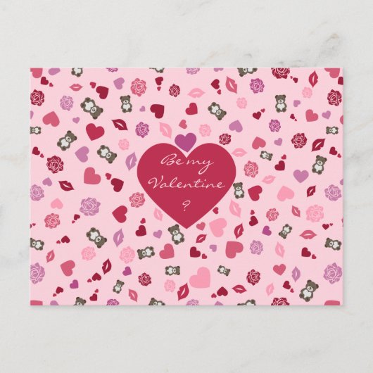 Valentijn met beren, rozen en harten feestdagenkaart (Voorkant)