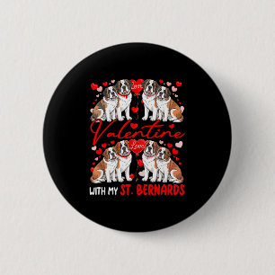 Valentijn met mijn St. Bernards Koppel Honden Kost Ronde Button 5,7 Cm