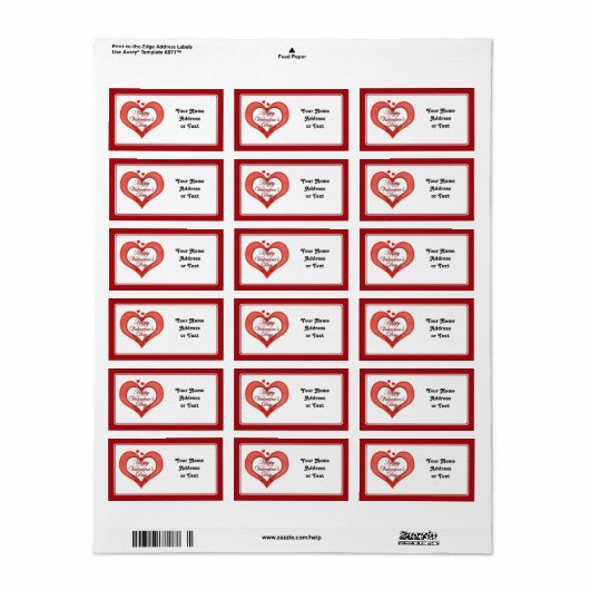 Valentijn met rode hartslag etiket (Full Sheet)