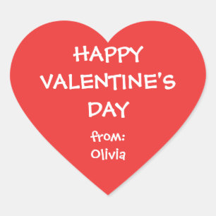 Valentijn met rood hart, gepersonaliseerd cadeau l hart sticker