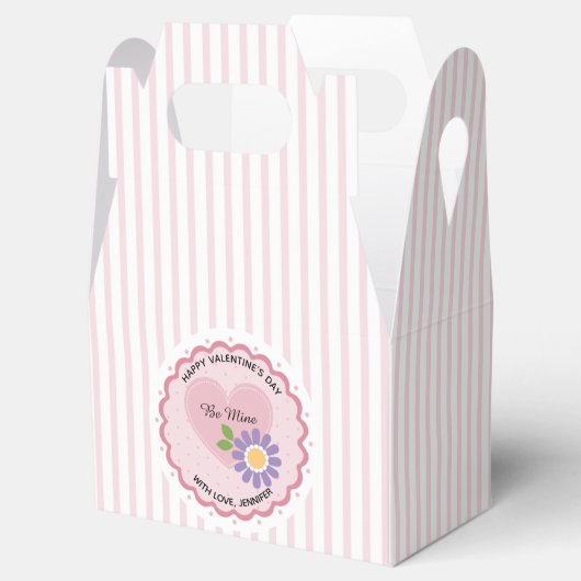 Valentijn met roze Floral Stripes Bedankdoosjes (Geopend)