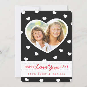 Valentijn met zwarte & witte zoete harten Fotokaar Feestdagenkaart