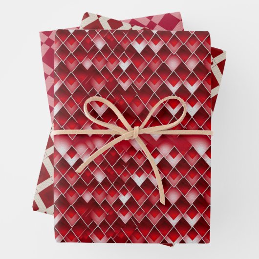 Valentijn Modern Argyle Patroon Set No2 Inpakpapier Vel (In situ)