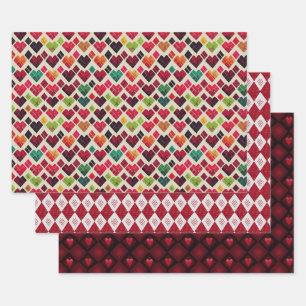 Valentijn Modern Argyle Patroon Set No6 Inpakpapier Vel