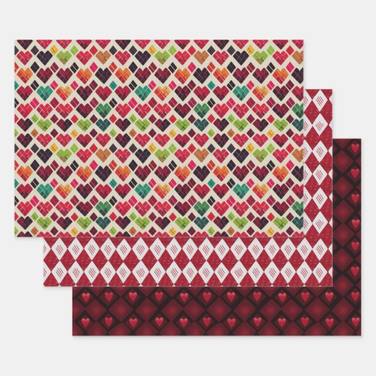 Valentijn Modern Argyle Patroon Set No6 Inpakpapier Vel (Set)