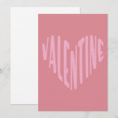 Valentijn Modern Typografie Roze hart Feestdagenkaart (Voorkant / Achterkant)